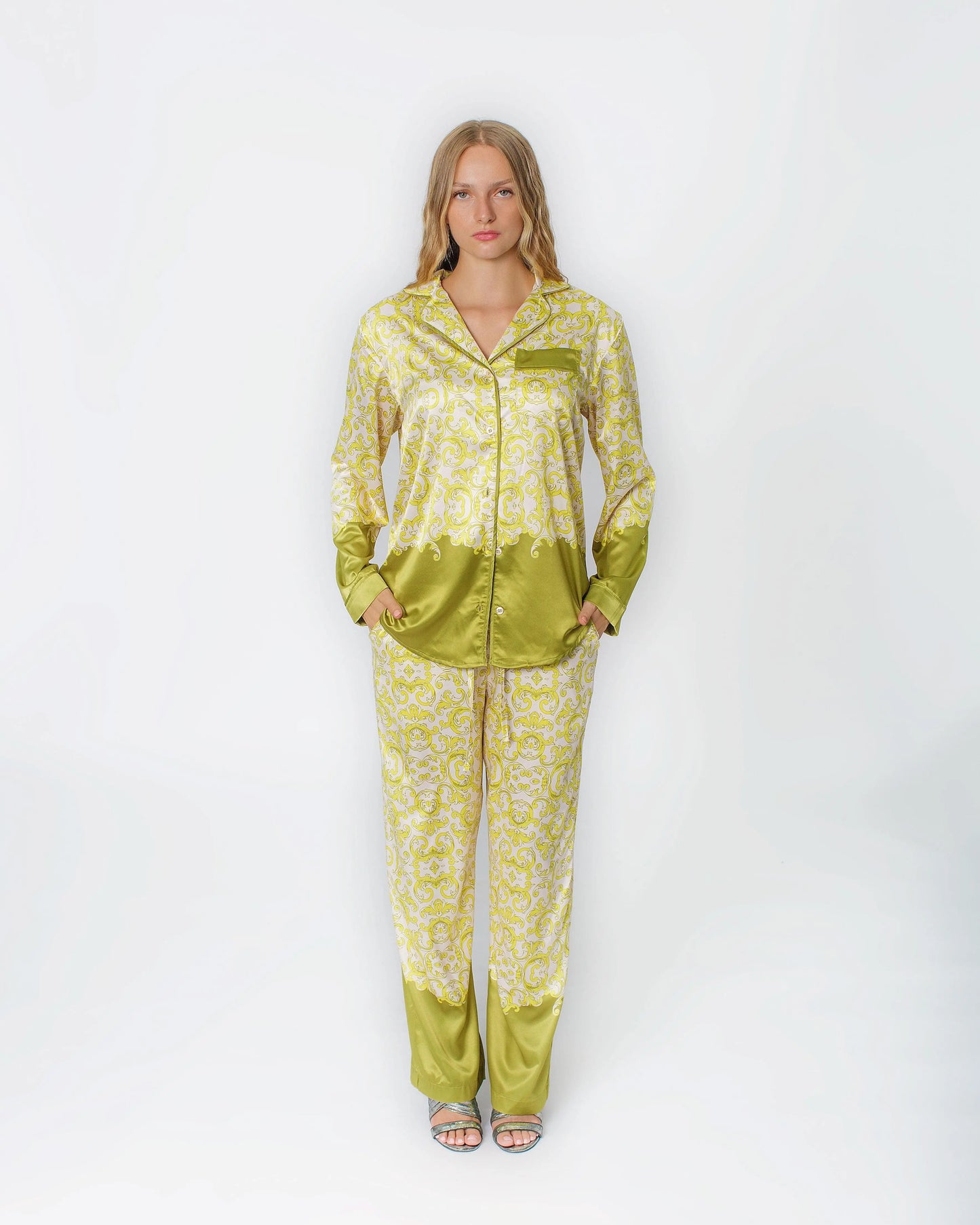 Jessie Lounge Wear Set Yellow Multi Print- Regular Length Josh And Nicol
