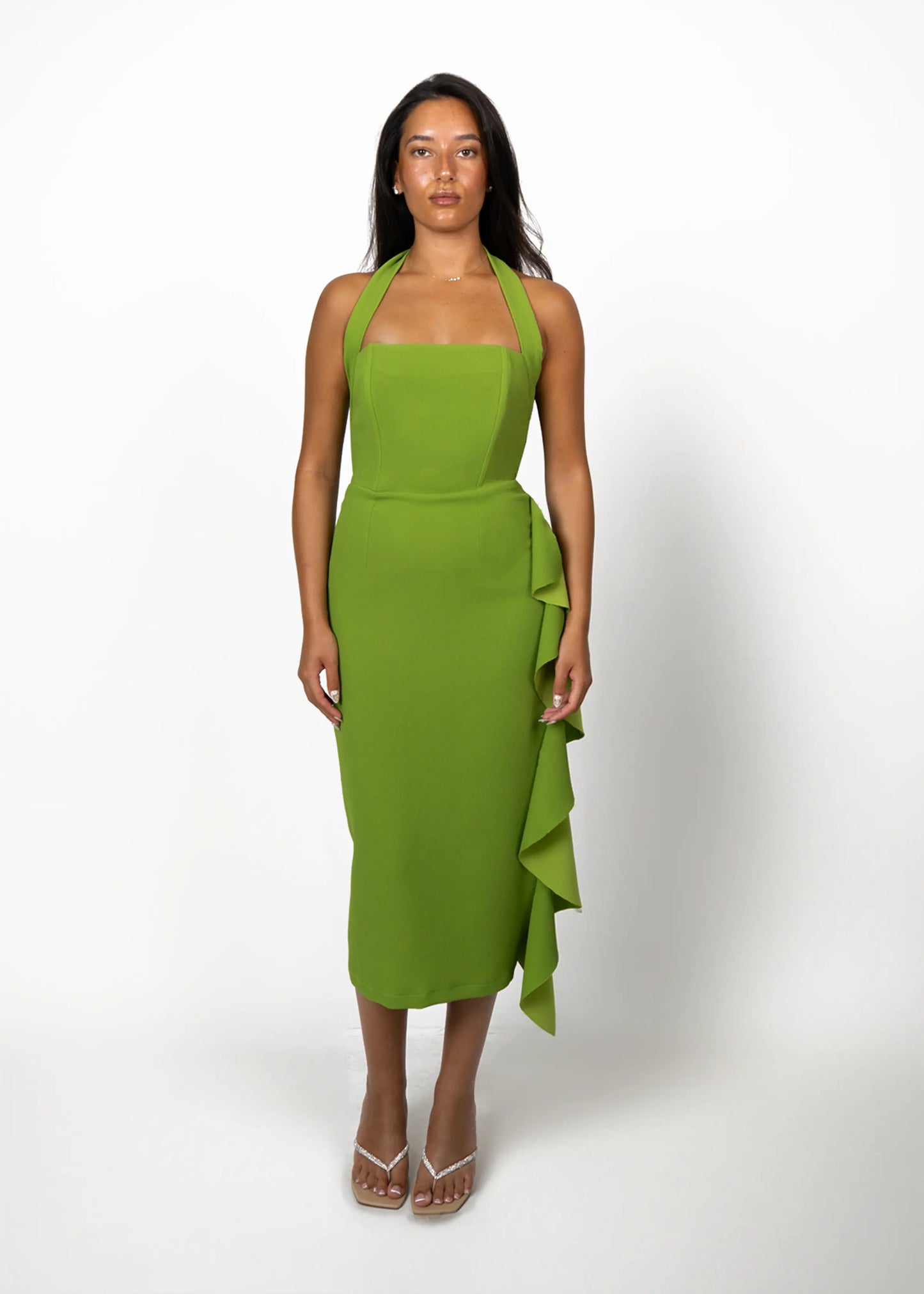 Fleur Midi Dress in Green Josh And Nicol