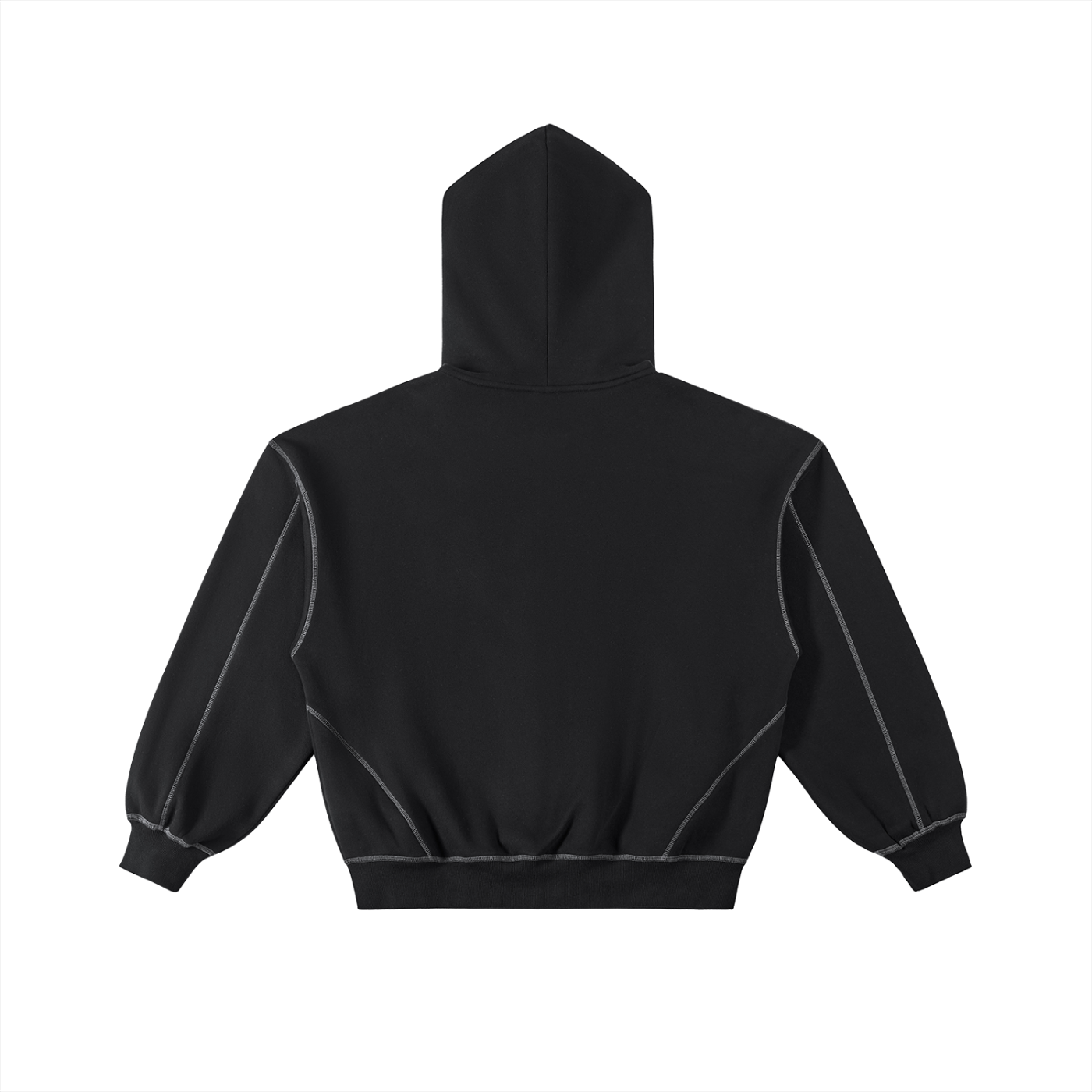 Contrast-Stitched Boxy Fleece Zip Hoodie ODMPOD
