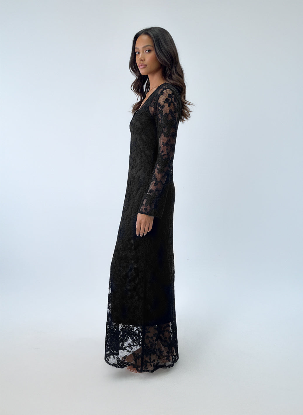 Evening Black Lace Maxi Dress Josh And Nicol