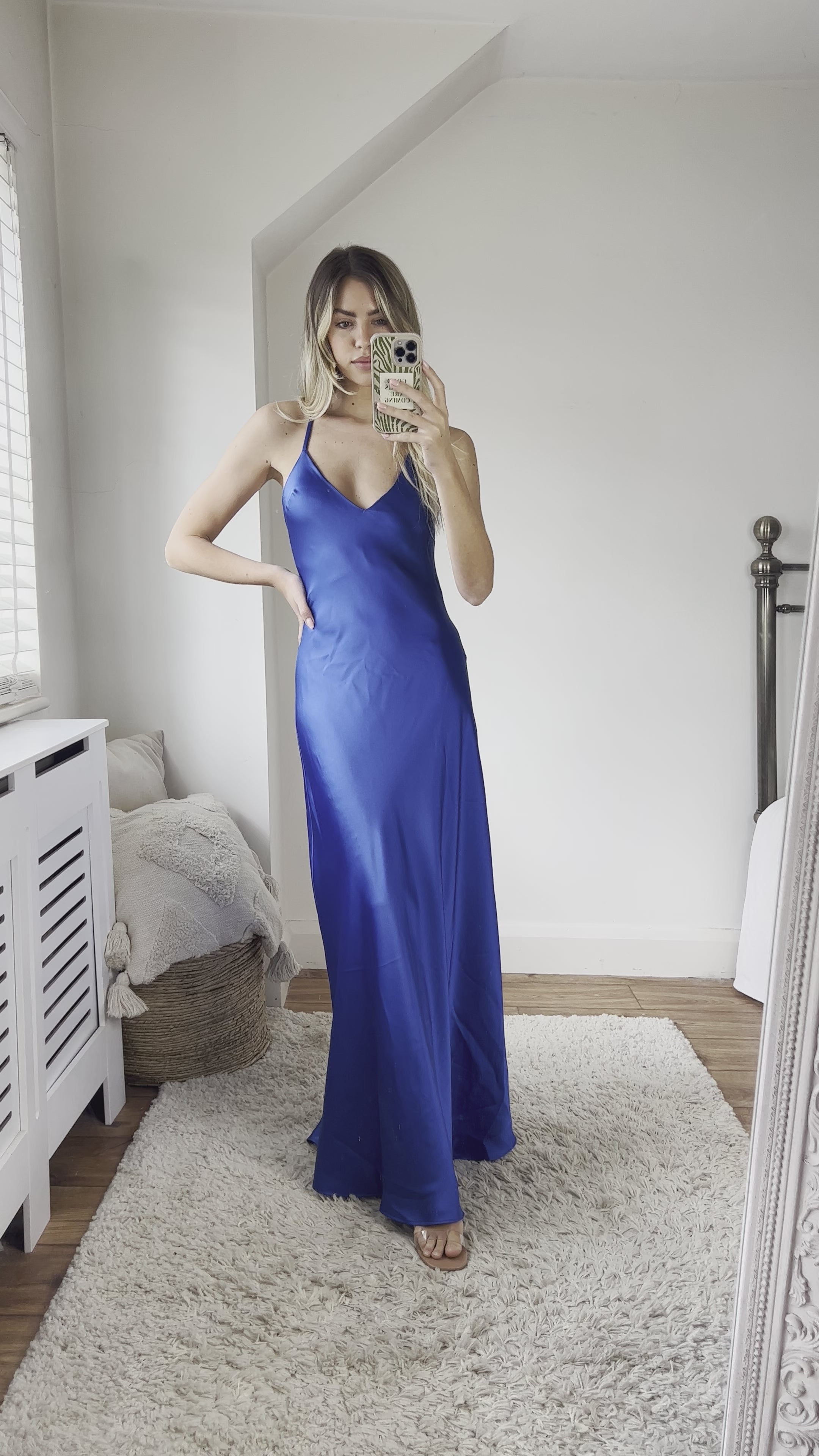 Zara Satin Maxi Dress- Royal Blue