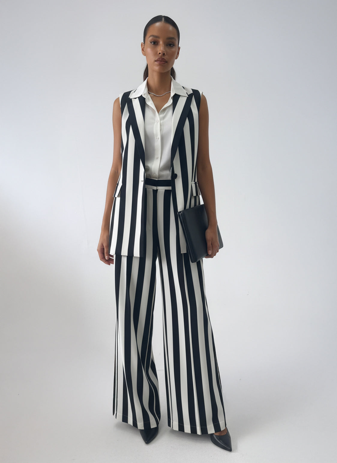 Boardroom Bold Striped Vest & Wide-Leg Trouser Set Josh And Nicol