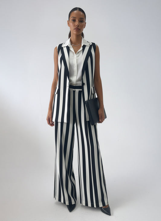 Boardroom Bold Striped Vest & Wide-Leg Trouser Set Josh And Nicol