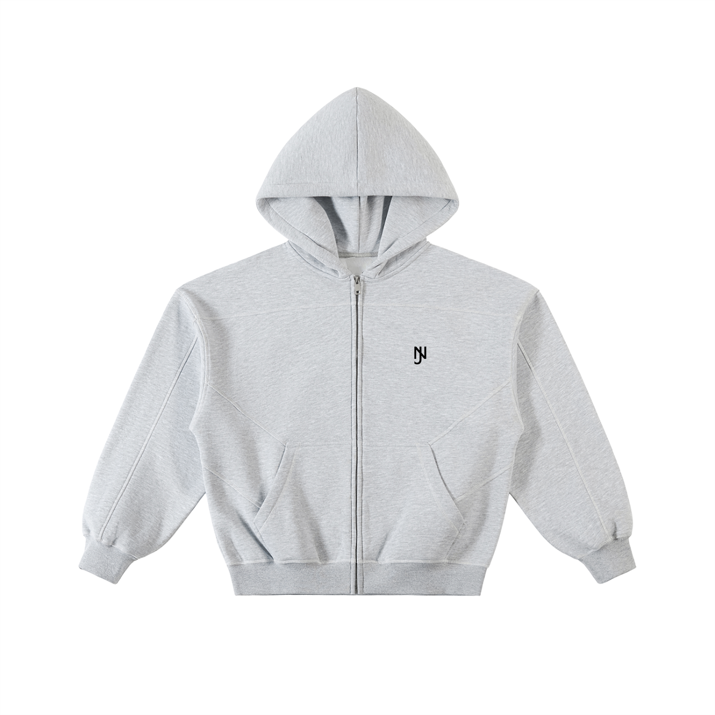 Contrast-Stitched Boxy Fleece Zip Hoodie ODMPOD
