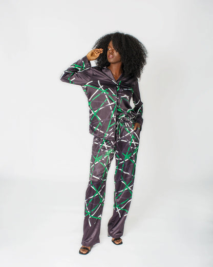 Jessie Longe Wear Set Green/Black Print Josh And Nicol
