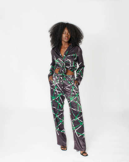 Jessie Longe Wear Set Green/Black Print Josh And Nicol