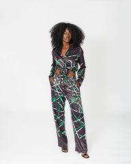 Jessie Longe Wear Set Green/Black Print