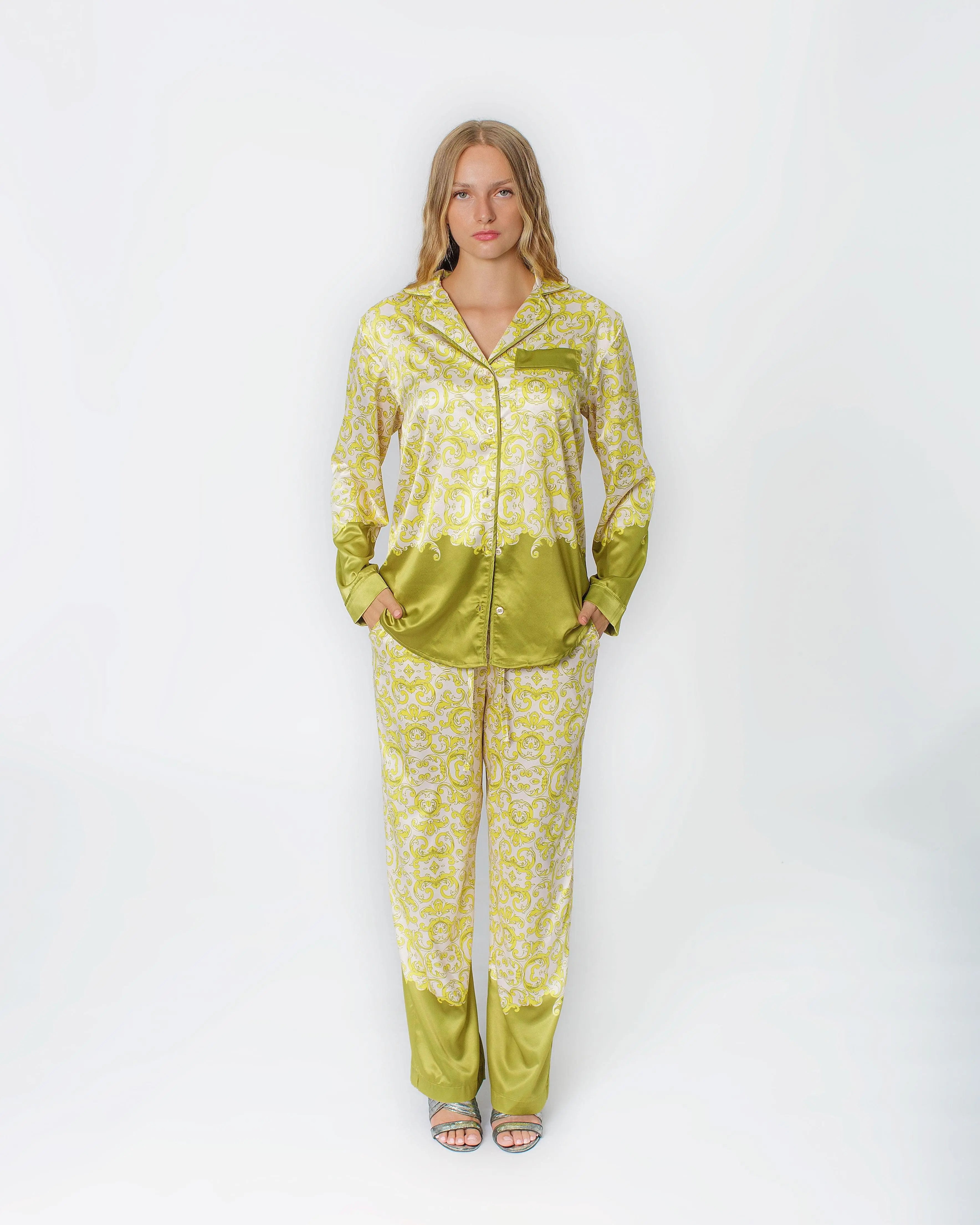 Jessie Lounge Wear Set Yellow Multi Print- Regular Length Josh And Nicol