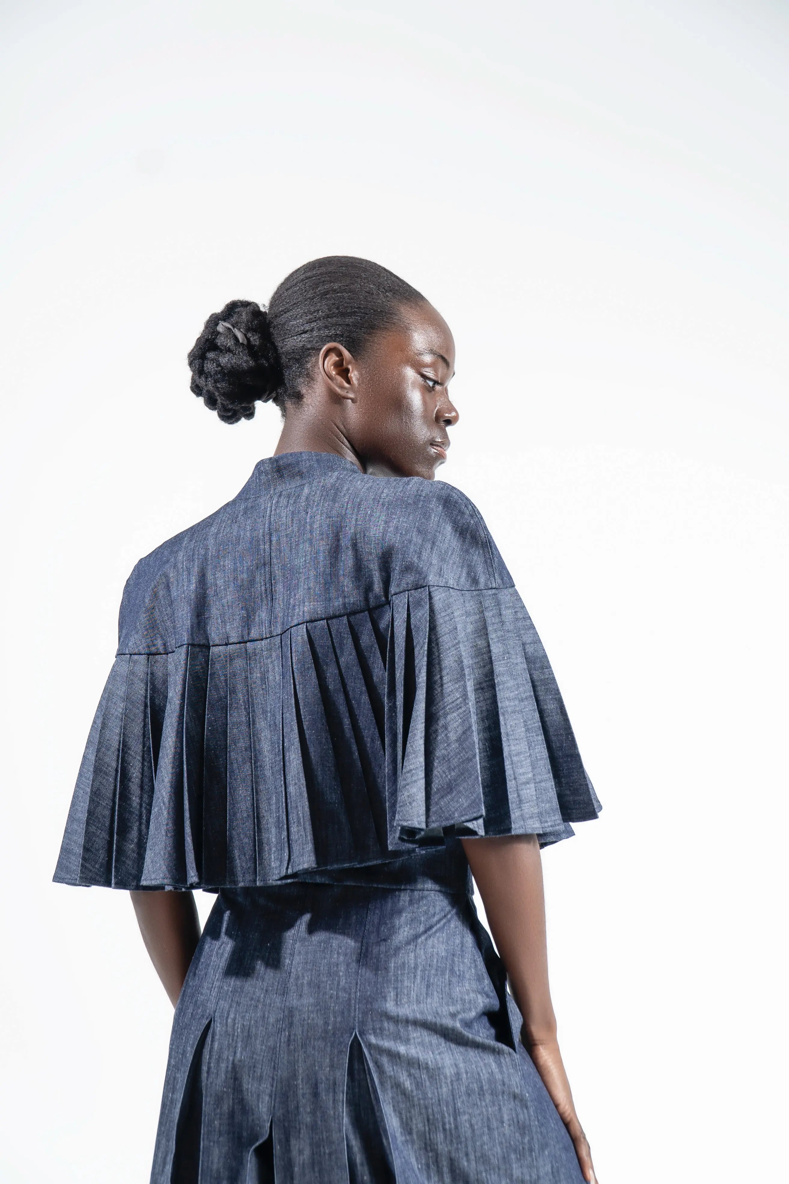 SANDRA PLEATED DENIM CAPE Josh And Nicol
