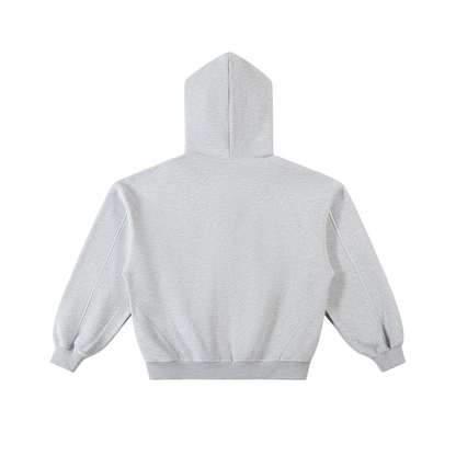Contrast-Stitched Boxy Fleece Zip Hoodie ODMPOD