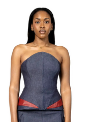 Leah Denim Bustier Top