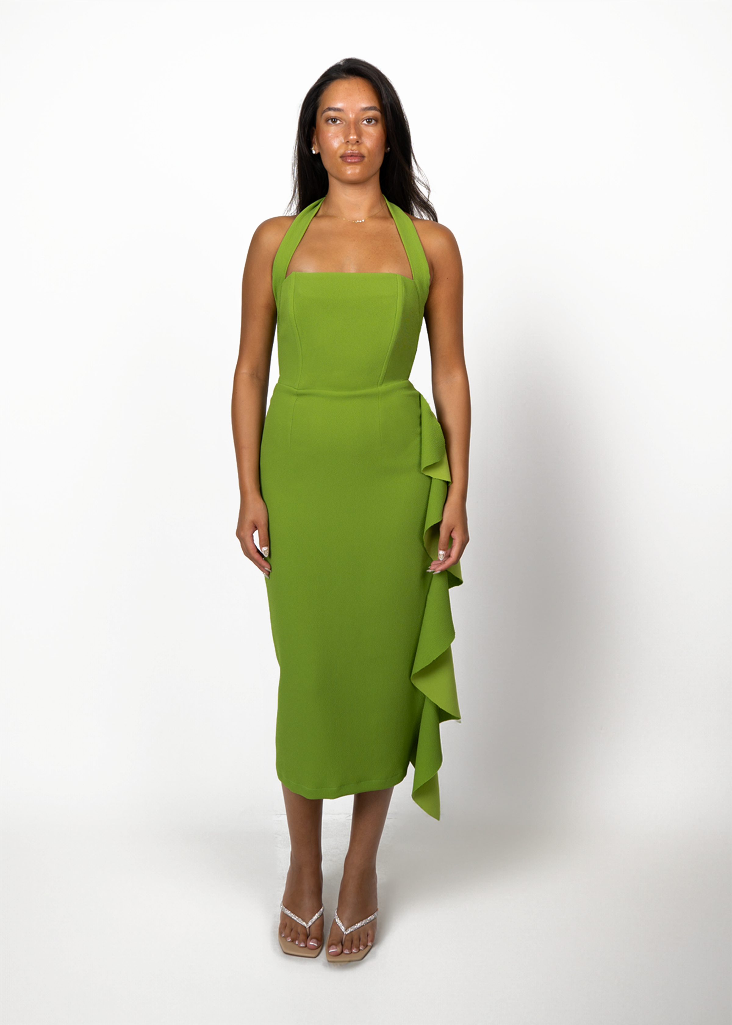 Fleur Midi Dress in Green Josh And Nicol