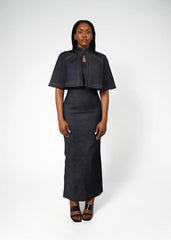 Sofia Maxi Bodycon Denim Dress and Cape Josh And Nicol
