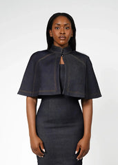 Sofia Topstitched Denim Cape Josh And Nicol