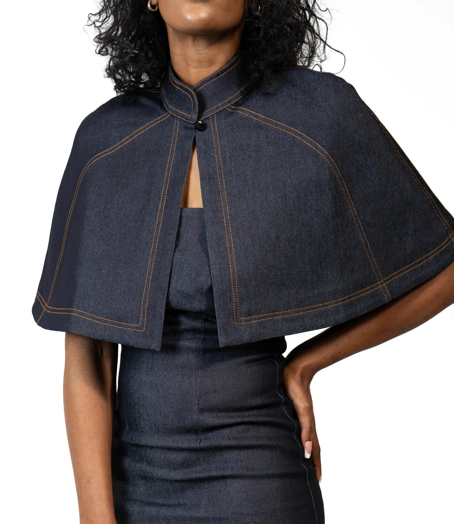 Sofia Maxi Bodycon Denim Dress and Cape Josh And Nicol