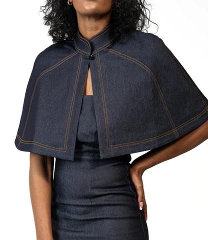Sofia Maxi Bodycon Denim Dress and Cape Josh And Nicol