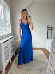 Zara Satin Maxi Dress- Royal Blue Josh And Nicol
