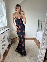 Zara Black Floral Printed Maxi Dress