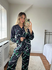 Jessie Longe Wear Set Green/Black Print