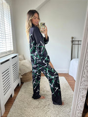 Jessie Longe Wear Set Green/Black Print