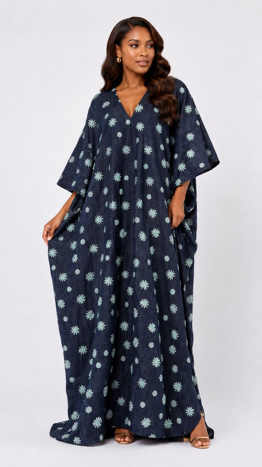 Abeni Beaded Denim Kaftan Josh And Nicol