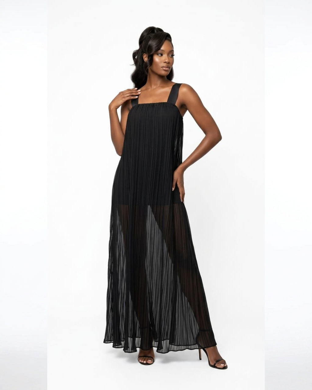 Navy Pleated Chiffon Maxi Dress Josh And Nicol