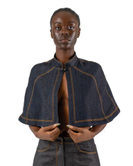 Sofia Topstitched Denim Cape Josh And Nicol