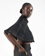 Sofia Topstitched Denim Cape Josh And Nicol