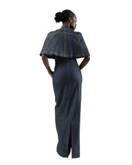 Sofia Maxi Bodycon Denim Dress and Cape Josh And Nicol
