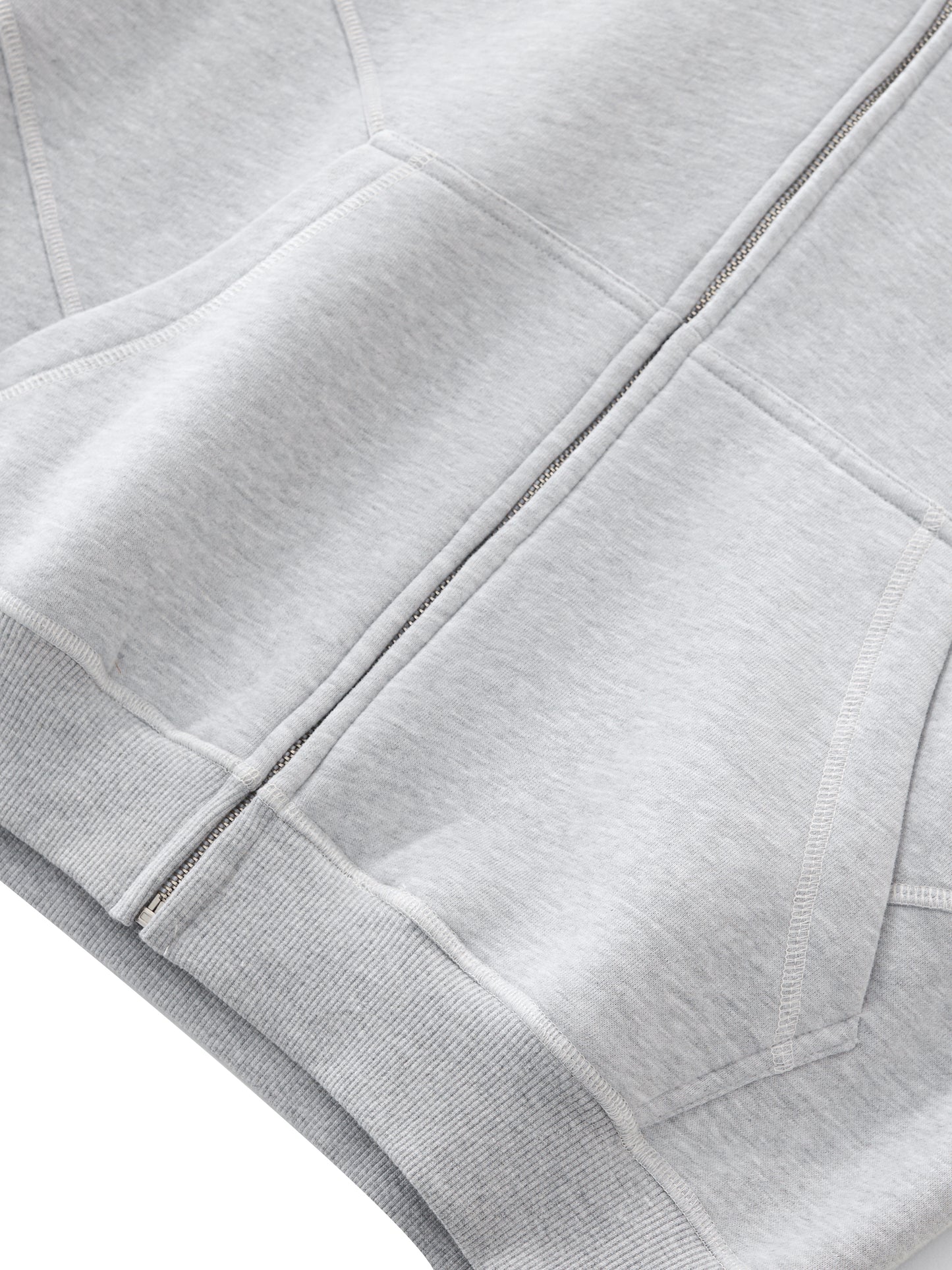 Contrast-Stitched Boxy Fleece Zip Hoodie ODMPOD