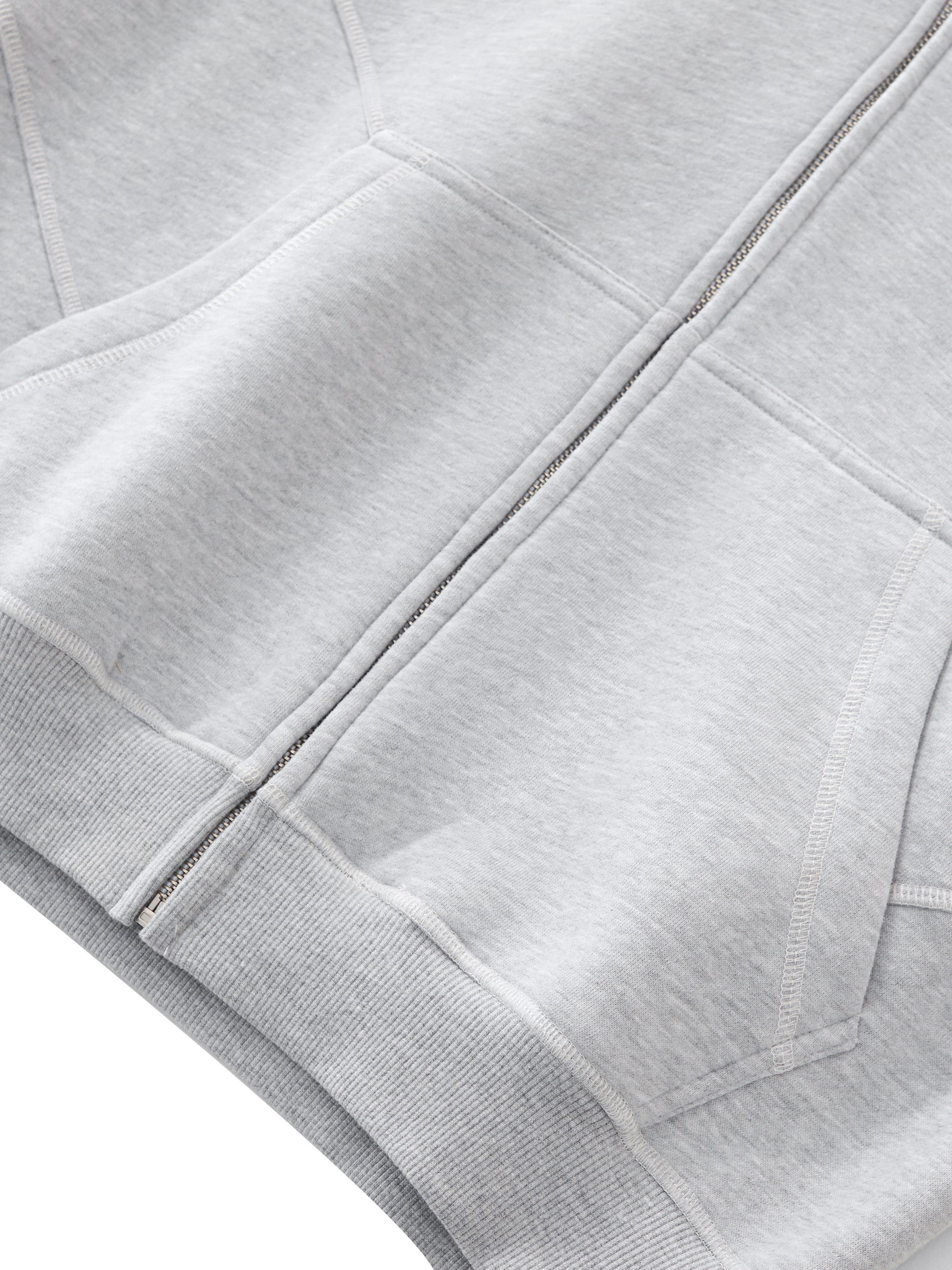 Contrast-Stitched Boxy Fleece Zip Hoodie ODMPOD