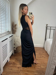 Mia Mesh Panel Bodycon Sleeveless Maxi Dress