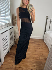 Mia Mesh Panel Bodycon Sleeveless Maxi Dress
