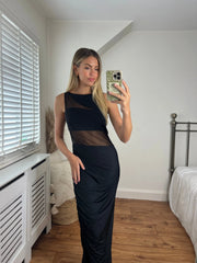 Mia Mesh Panel Bodycon Sleeveless Maxi Dress