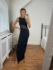 Mia Mesh Panel Bodycon Sleeveless Maxi Dress