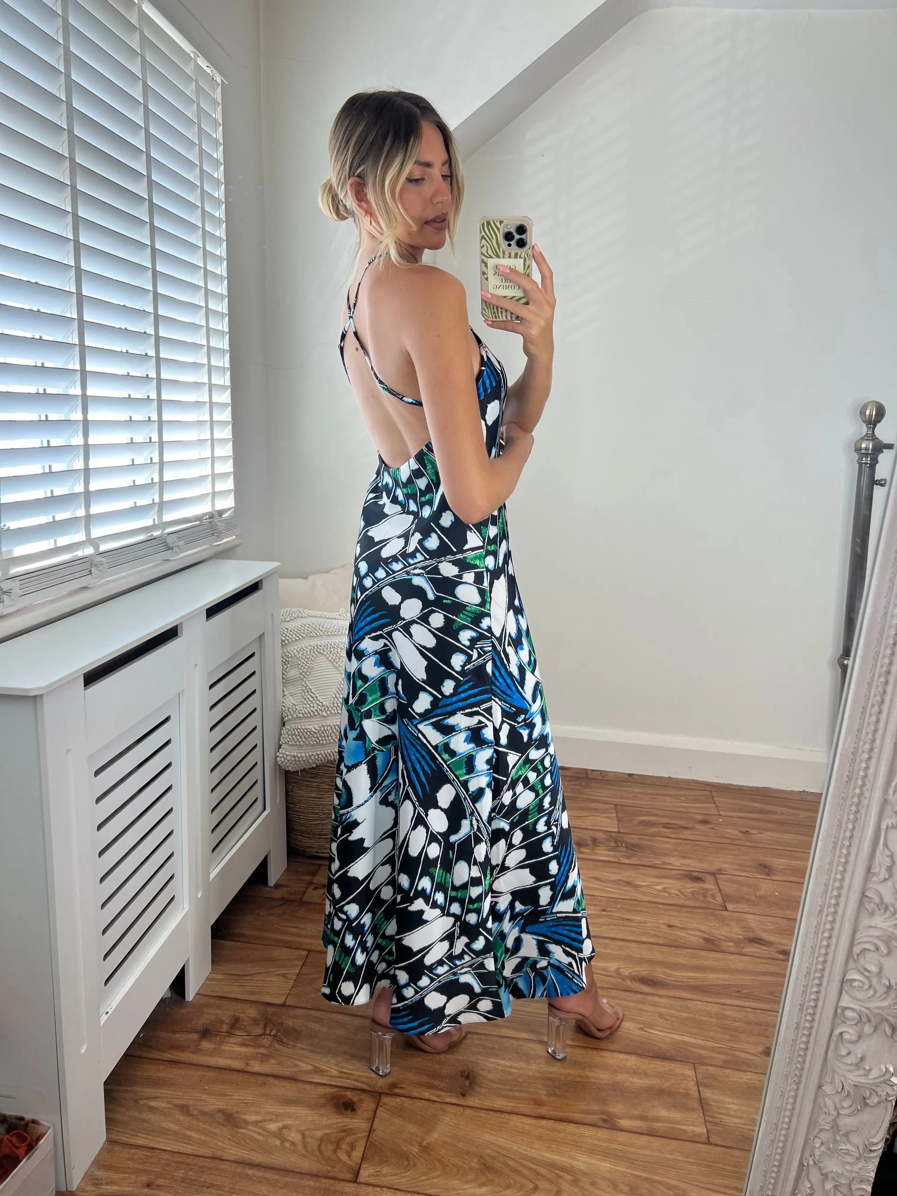Zara blue and white maxi dress Clearance