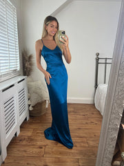 Isabella Satin Maxi Fishtail Dress