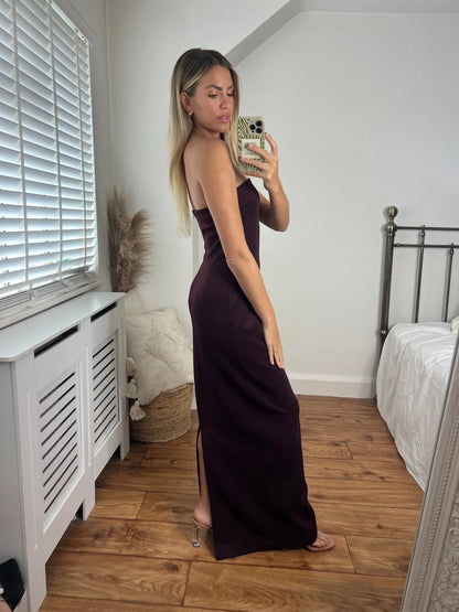 Sofia Scuba Maxi Bodycon Dress- Burgundy Josh And Nicol
