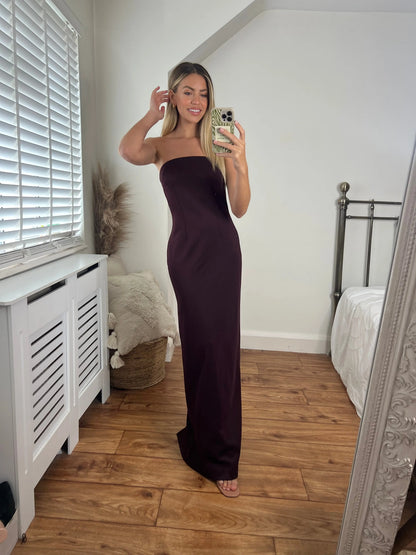 Sofia Scuba Maxi Bodycon Dress- Burgundy Josh And Nicol