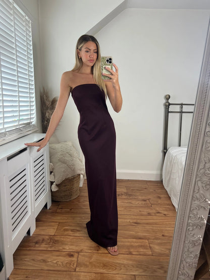 Sofia Scuba Maxi Bodycon Dress- Burgundy Josh And Nicol