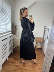 HYLDA SATIN DRESS- BLACK