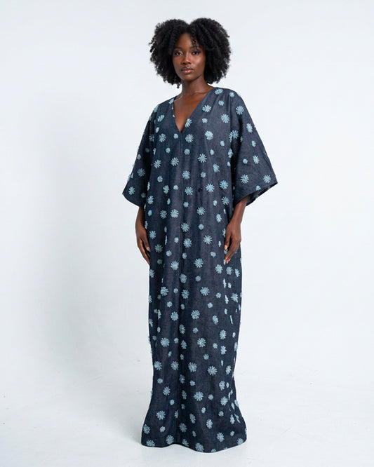 Abeni Beaded Denim Kaftan ( One Of A kind)