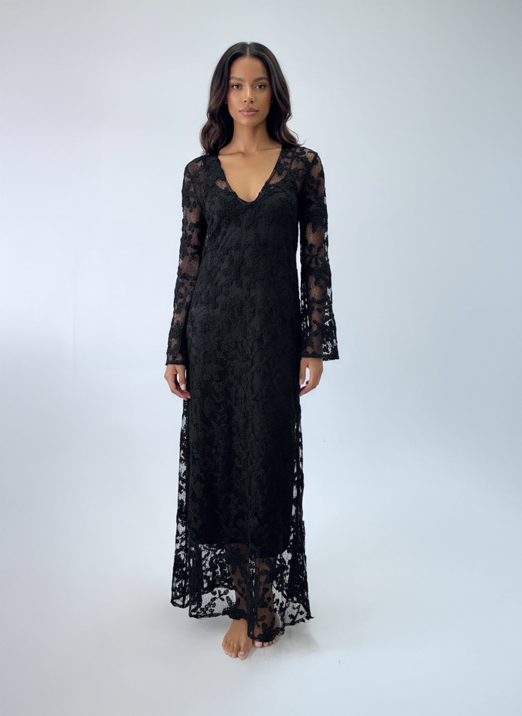 Evening Black Lace Maxi Dress