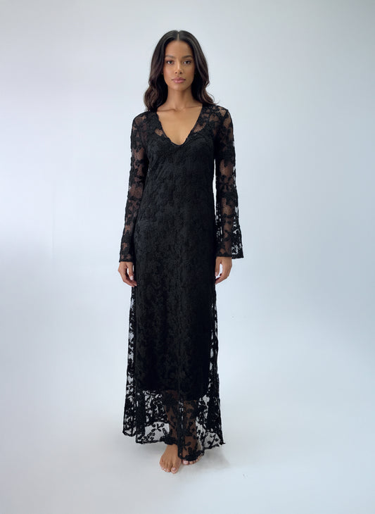 Evening Black Lace Maxi Dress Josh And Nicol