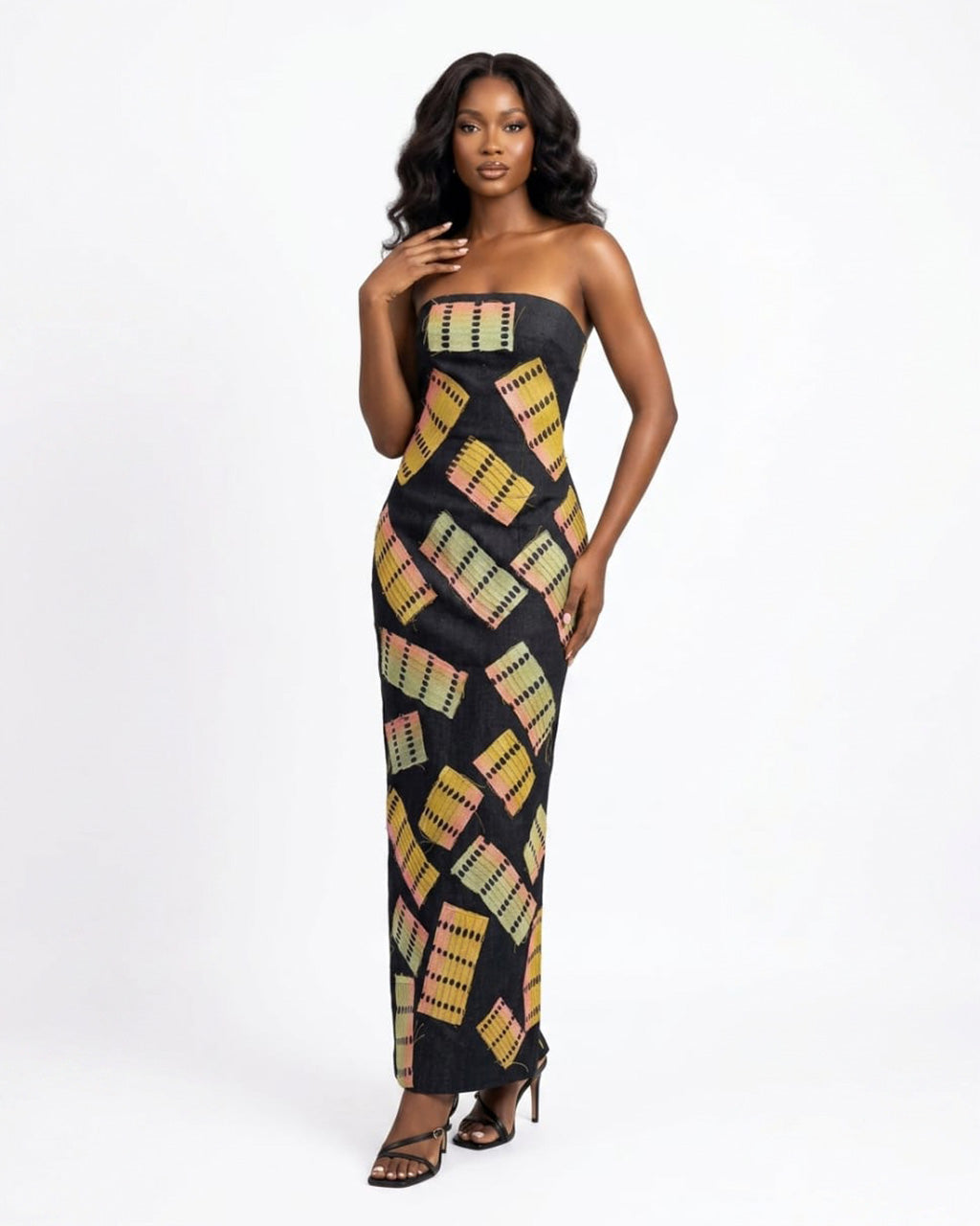 African Patch Strapless Maxi Dress Josh And Nicol