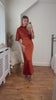 Celine Satin Batwing Cinnamon Orange Dress