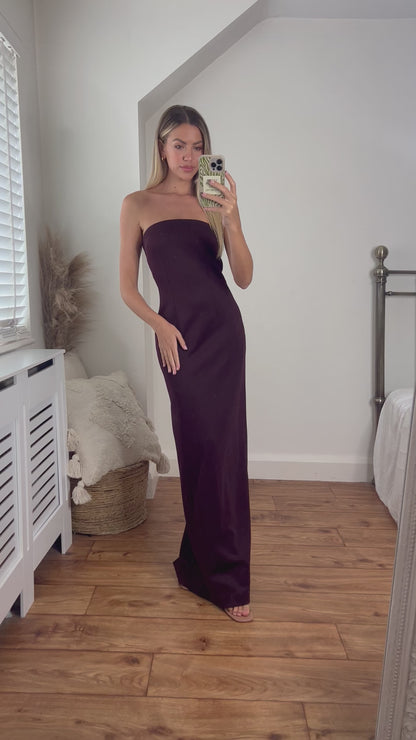 Sofia Scuba Maxi Bodycon Dress- Burgundy