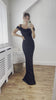 Lizzie Draped Off The Shoulder Cowl Neck Long Maxi Dress in Black