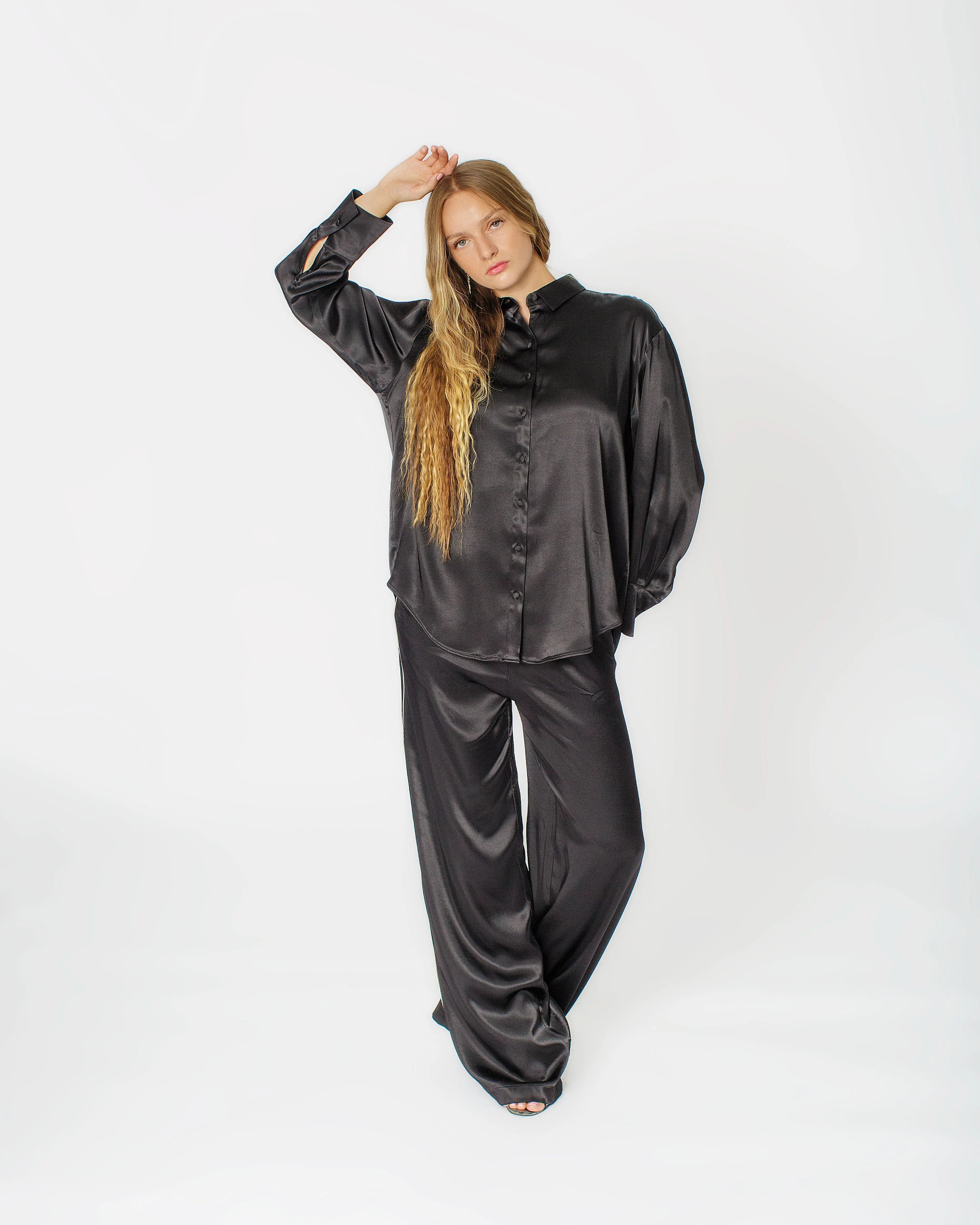 STELLA LONG SLEEVE SATIN BLOUSE Josh And Nicol