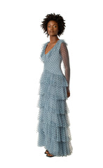 Tiered polka dot Long dress.